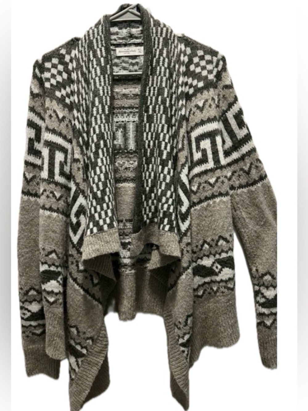 NWOT Abercrombie Fair Isle Wool Mohair Waterfall Cardigan M/L